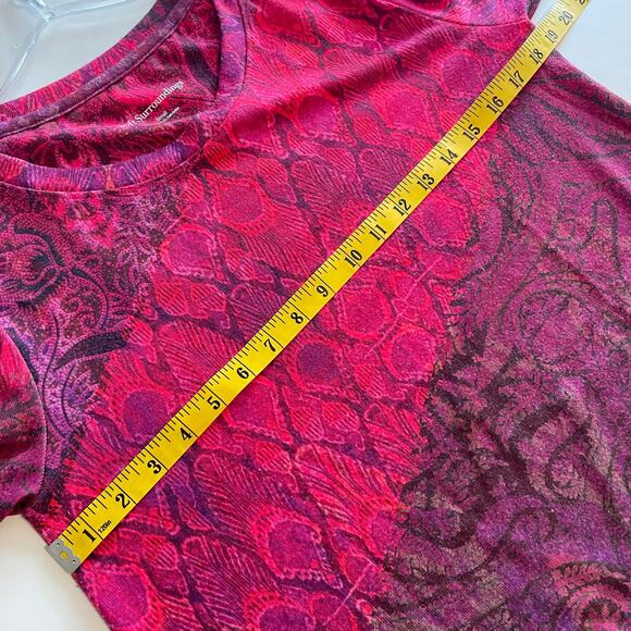 Soft Surroundings Ombre Soft Tunic Womens Small Burgundy Pink Mixed Print Top - Picture 6 of 7